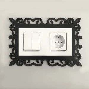Ahşap Dekoratif Priz Kenarı Süsü Motifli Çiftli