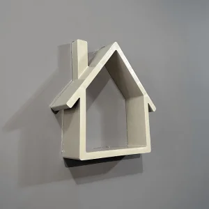 Ev Şekilli Dekoratif Duvar Rafı Gri