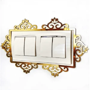 Pleksi Priz Kenarı Süsü Motifli Gold Çiftli