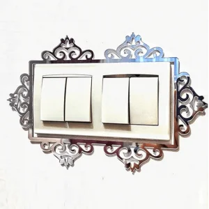 Pleksi Priz Kenarı Süsü Motifli Gümüş Çiftli