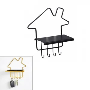 Siyah Ev Şekilli Metal Raflı Anahtarlık
