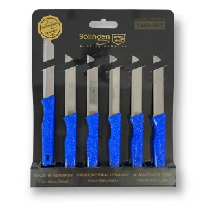 Solingen Simli Düz Meyve Bıçağı 6 Lı Mavi