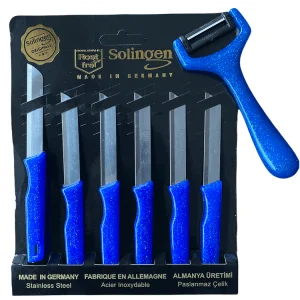 Solingen Tırtıklı Meyve Bıçağı ve Sapan Soyacak Mavi