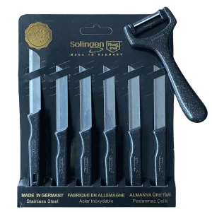 Solingen Tırtıklı Meyve Bıçağı ve Sapan Soyacak Siyah