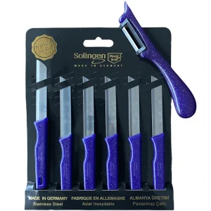 Solingen Tırtıklı Meyve Bıçağı ve Yan Soyacak Mor