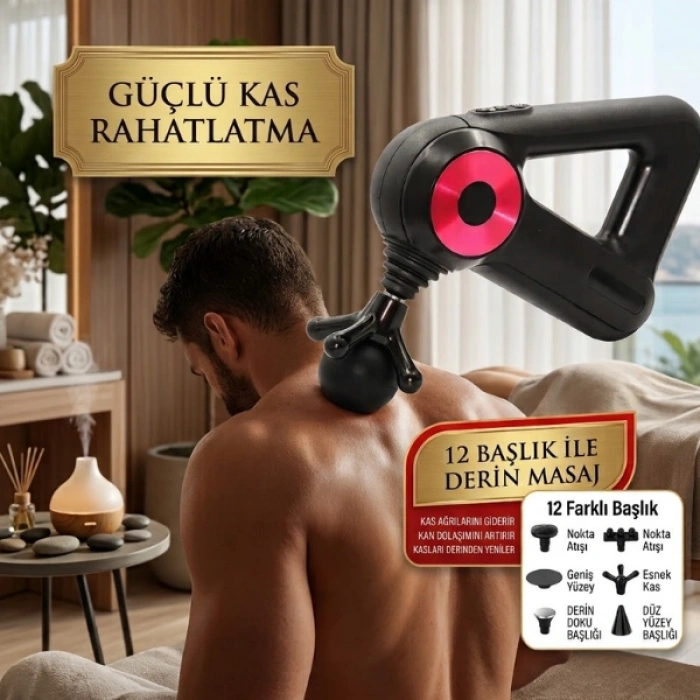 Cazibiz 12 Başlıklı 2500 mAh Şarjlı Masaj Tabancası-445368