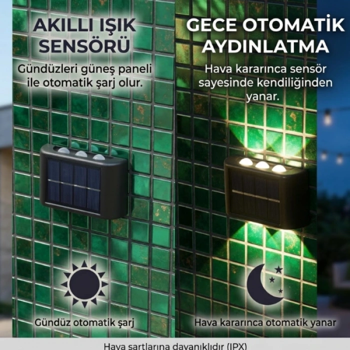 Cazibiz Solar 6 LED’li Duvar Aydınlatması 2’li Set-426398
