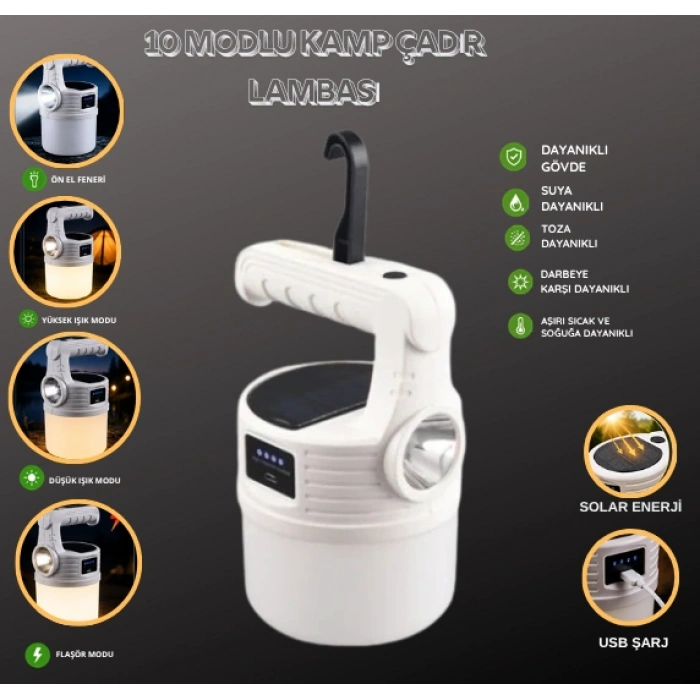 Cazibiz Şarjlı 10 Modlu 300w Kamp Çadır Lambası-448195