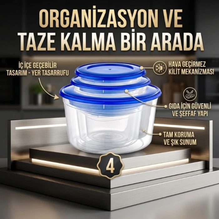 Cazibiz 4lü Yuvarlak Derin Saklama Kabı Seti-434048