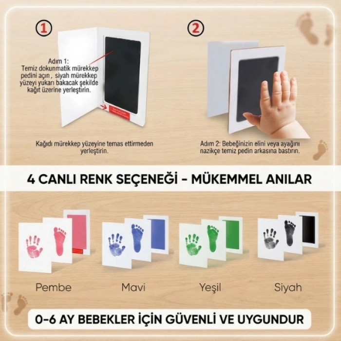 Cazibiz Bebek El ve Ayak İzi Temassız Anı Baskı Seti-434704