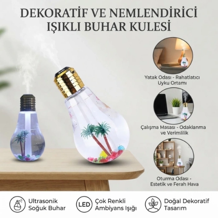 Cazibiz Ampul Tasarımlı LED Işıklı Hava Nemlendirici-445376
