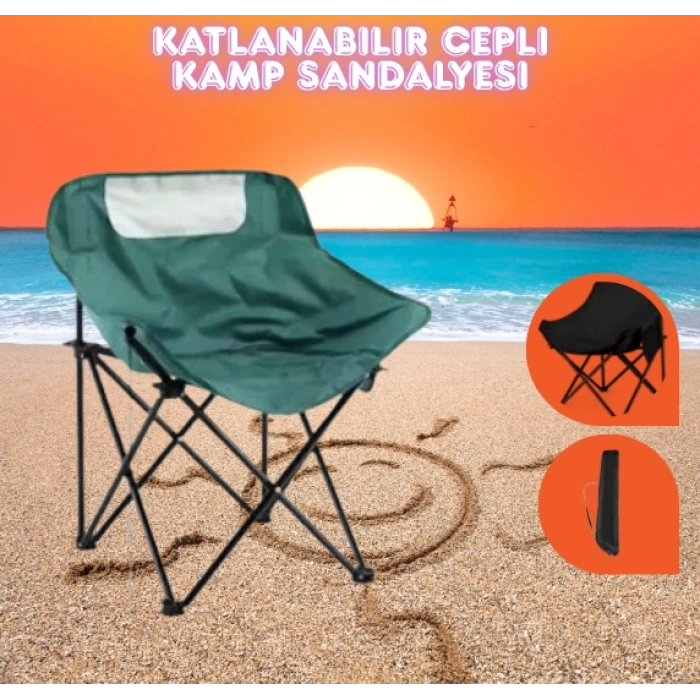 Cazibiz Katlanabilir-Cepli-Taşıma Çantalı Kamp Sandalyesi 45x45x68 cm-448205