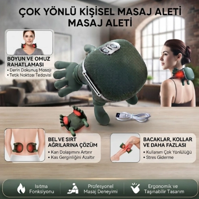 Cazibiz El Şekilli Mini Manuel Masaj Aleti Yeşil-448255