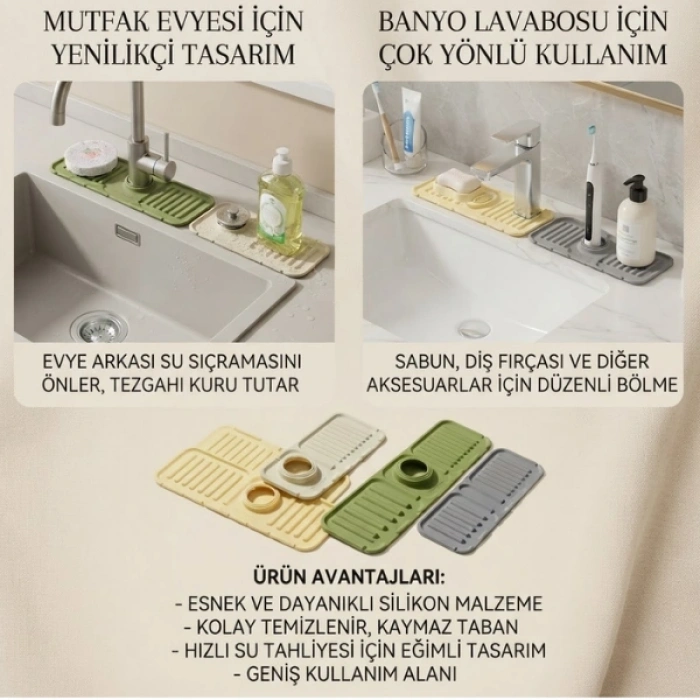 Cazibiz Mutfak ve Banyo Musluk Kenarı Silikon Mat Gri-440628