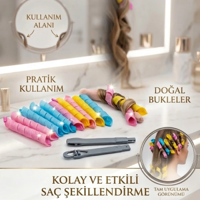 Cazibiz 18 Parça Isısız Saç Şekillendirme ve Bukle Bigudisi Seti-420133