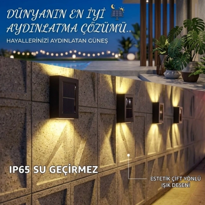 Cazibiz Solar 4 LED’li IP65 Duvar Aydınlatması-427791