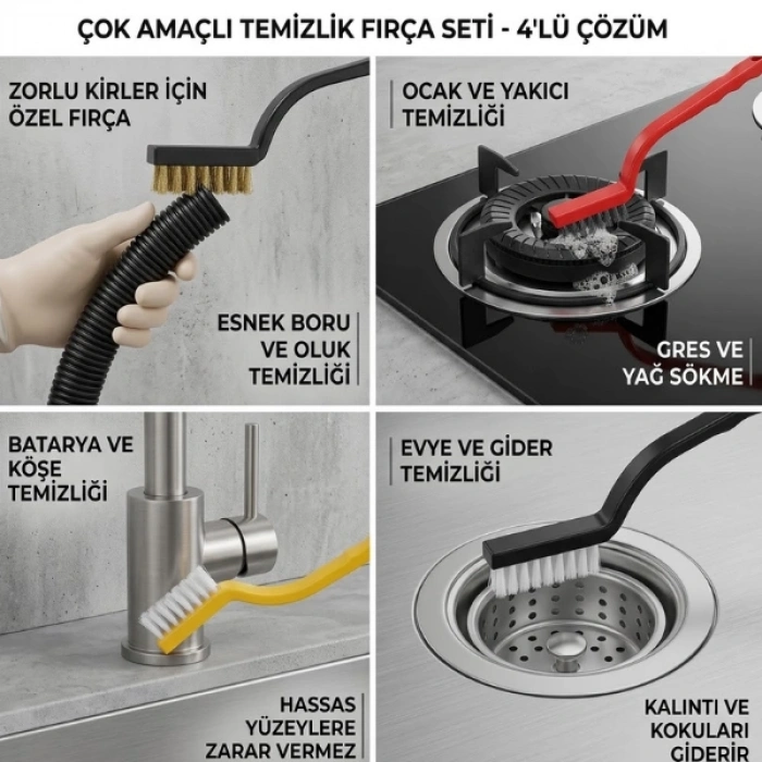Cazibiz 3lü Çok Amaçlı Tel Temizlik Fırçası Seti-419100