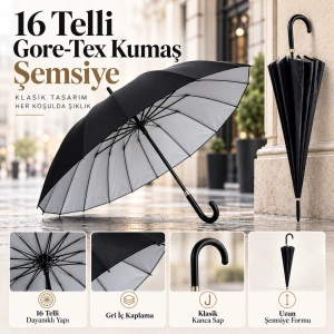 Cazibiz 16 Telli Klasik Baston Şemsiye-433628