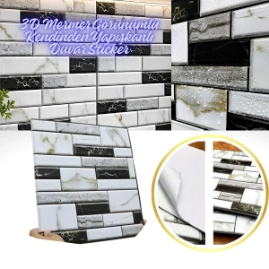 Cazibiz 3D Mermer Görünümlü Duvar Sticker-439118