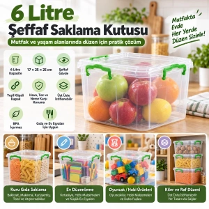 Cazibiz 6 Litre Şeffaf Saklama Kutusu-434038