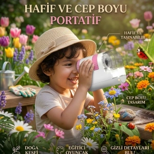 Cazibiz LED Işıklı Portatif Mini Mikroskop Çocuklar İçin Keşif ve Gözlem Büyüteci-445371