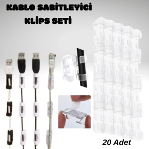 Cazibiz Kendinden Yapışkanlı Kablo Sabitleyici Klips Seti (20 Adet)-419885
