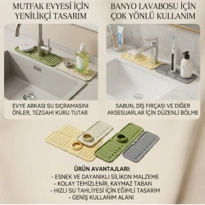 Cazibiz Mutfak ve Banyo Musluk Kenarı Silikon Mat Gri-440628
