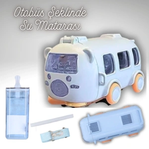 Cazibiz Otobüs Tasarımlı Pipetli Su Matarası-420636