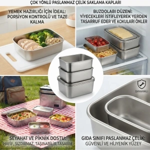 Cazibiz Paslanmaz Çelik Saklama Kabı 13,5x10,5x5cm-427773