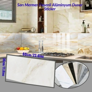 Cazibiz Sarı Mermer Desenli Duvar Sticker 60x30cm-435222