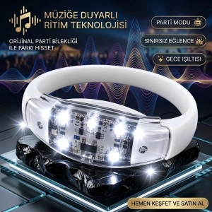 Cazibiz Sese ve Müziğe Duyarlı Beyaz LED Işıklı Bileklik-448695