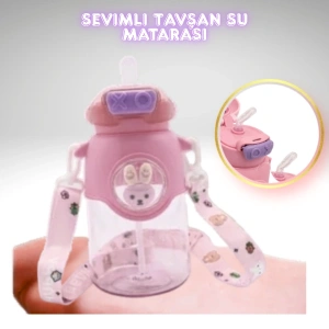 Cazibiz Sevimli Tavşan Tasarımlı Çocuk Su Matarası-420875