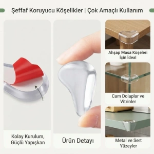 Cazibiz Şeffaf Silikon Masa Kenar ve Köşe Koruması-435271