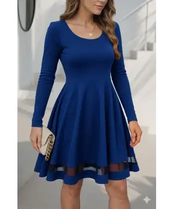 Etek Tül Detay Krep Elbise