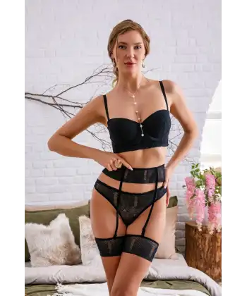 Gallipoli 32182 Fantezi Sütyen Jartiyer String Takım