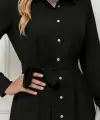 Kadın Uzun Kollu ön Kısım Kısım Arka Kısım Uzun Trikoton Gömlek Elbise
