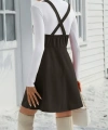 Kadın Askılı Düğmeli Mini Süet Elbise