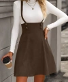 Kadın Askılı Düğmeli Mini Süet Elbise