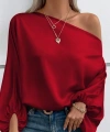 Kadın Tek Omuzu Açık Uzun Kollu Salaş Sandy Bluz