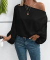Kadın Tek Omuzu Açık Uzun Kollu Salaş Sandy Bluz
