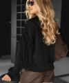 Kadın Uzun Kollu Bisiklet Yaka Kolları Püsküllü Modal Bluz