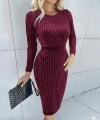 Kadın Uzun Kollu Bisiklet Yaka Taşlı Midi Kadife Elbise