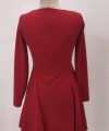 Kadın Uzun Kollu Kare Yakalı Mini Ithal Krep Elbise