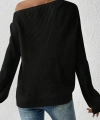 Kadın Uzun Kollu Tek Omuzu Açık Detaylı Triko Bluz