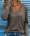Kadın Uzun Kollu V Yakalı Dalgıç Açık Vizon Bluz