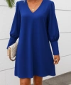 Kadın Uzun Kollu V Yakalı Kısa Ithal Krep Elbise