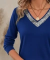 Kadın Uzun Kollu V Payet Yakalı Viskon Bluz