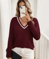 Kadın Uzun Kollu V Yakalı Viskon Iki Iplik Bluz