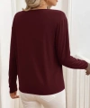 Kadın Uzun Kollu V Yakalı Viskon Iki Iplik Bluz