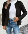 Kadın Uzun Kollu Yuvarlak Yaka önden Fermuarlı Süet Ceket
